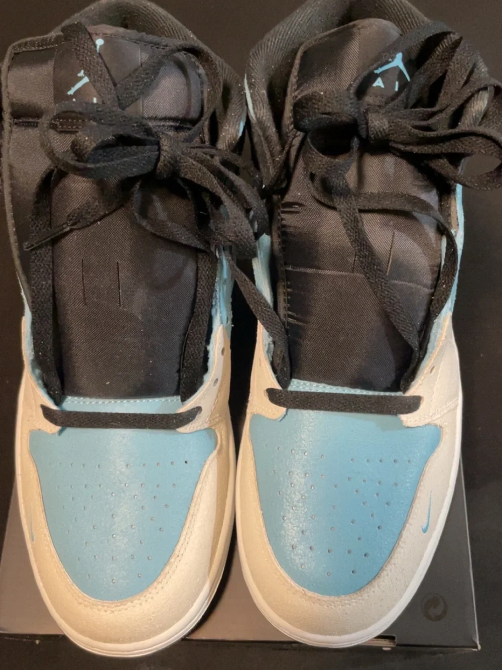 Jordan Mid Top Sneakers White Light Blue Black